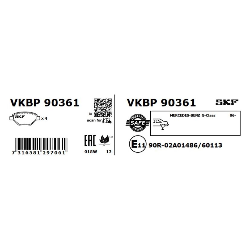 SKF Bremsbelagsatz, Scheibenbremse VKBP 90361 - VKBP90361 für 004 420 5220