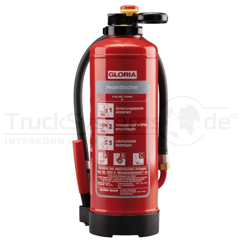 GLORIA Feuerlöscher 6kg PK6PRO ohne Halter LKW  - 800511.0000 - 8005110000