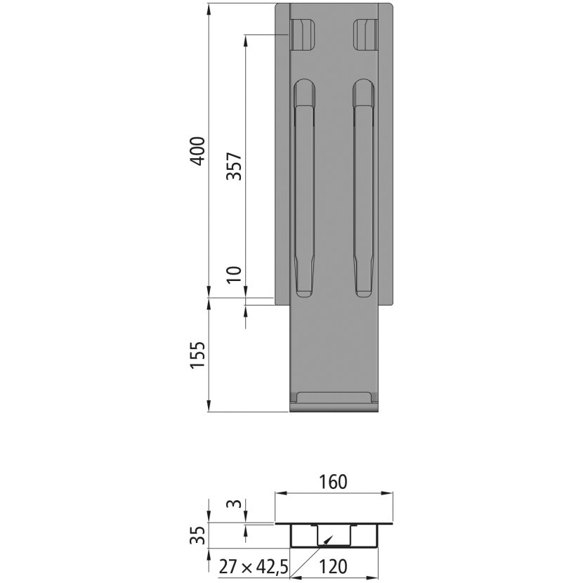 KINNEGRIP K20 Mittelrunge, Stahl, microZINQ?5, 400 mm Nennhöhe - 204203
