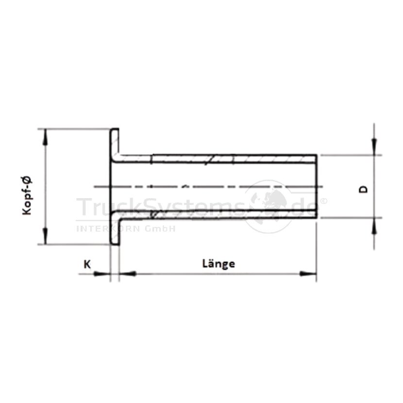 Bremsbelagniete Stahl Durchmesser8 x 15 stufenrohr  - 016.252-00A - 4019722088520 - 01625200A