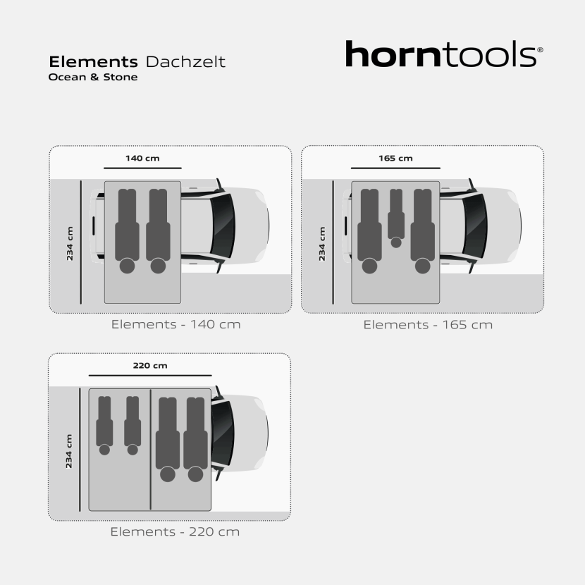 horntools Dachzelt Elements Gen II - Farbe Ocean - HRT06II-140VZ - HRT06II140VZ