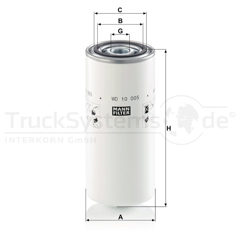 MANN-FILTER Filter, Arbeitshydraulik WD 10 005 - WD10005 für 3657889M1