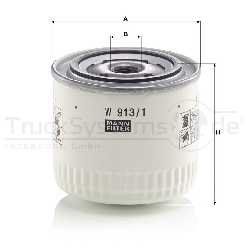 MANN-FILTER Ölfilter W 913/1 - W913/1 für 4812156259