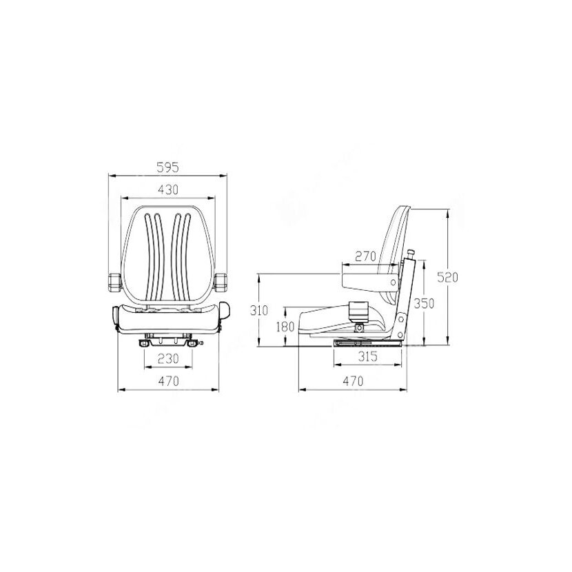 Sitz PVC mechanisch gefedert - Schleppersitz Traktorsitz Staplersitz Baumaschinensitz  -  ML4010