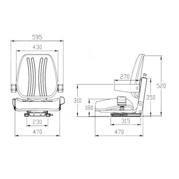 Sitz PVC mechanisch gefedert - Schleppersitz Traktorsitz...