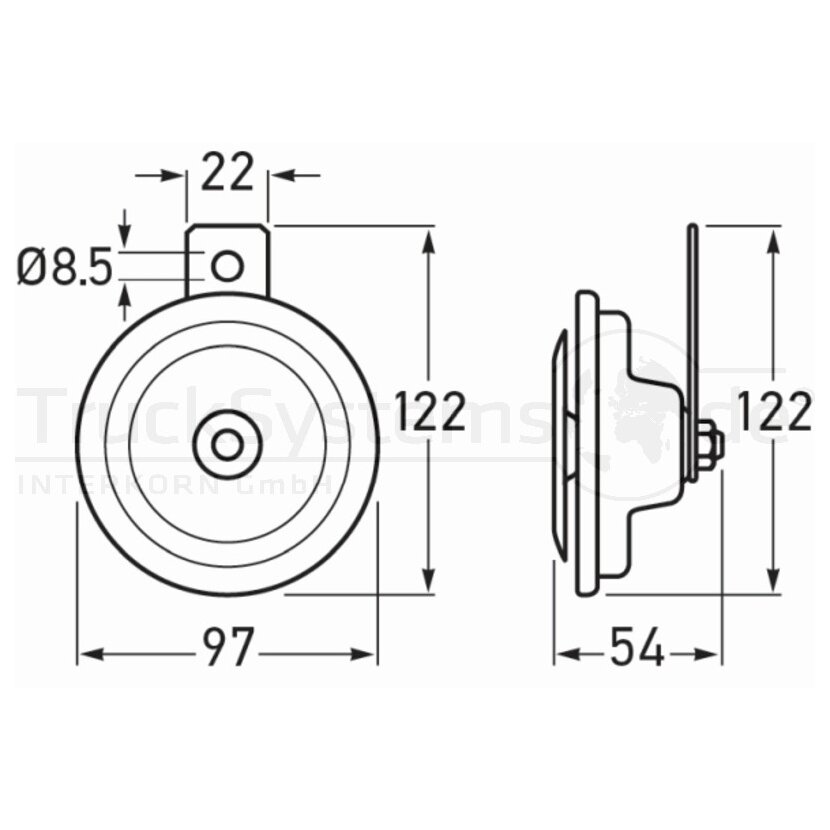 HELLA Signalhorn, 335Hz, 72W, 24V, 112mm 24V H: 129mm Ø112mm 24V - 3BA002768382 passend für 60202270