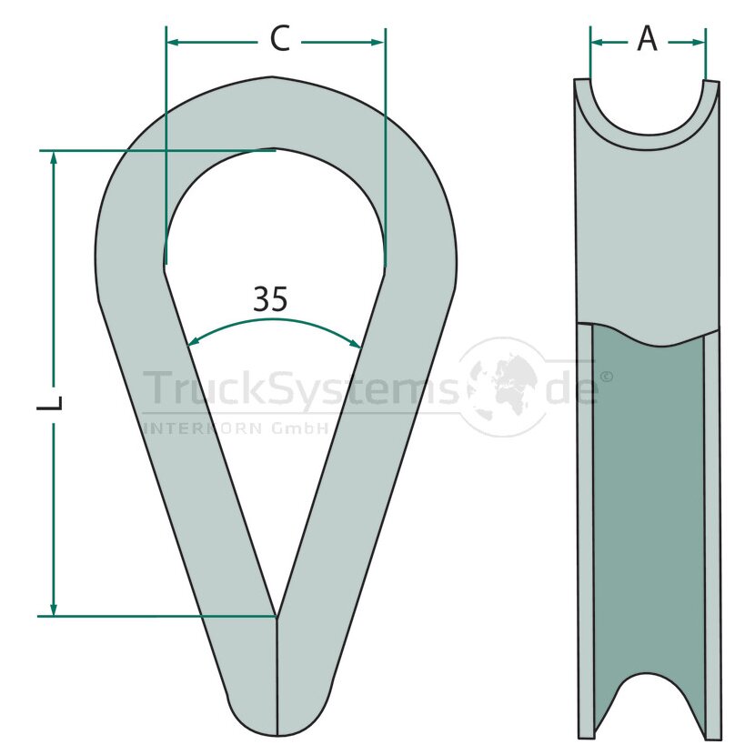 Kausche ähnlich DIN 6899 Seil - Durchmesser 8mm  - 20000800 - 4251063405011