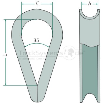 Kausche ähnlich DIN 6899 Seil - Durchmesser 8mm  -...