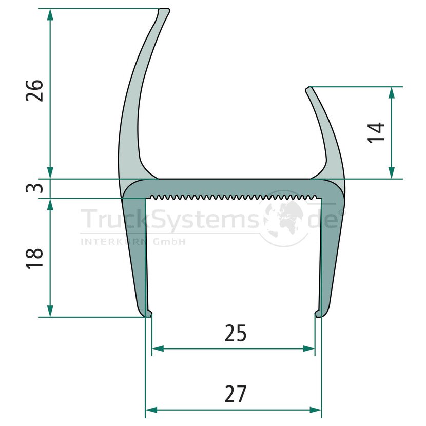 PASTORE & LOMBARDI PVC Hart-Weich Profil, grau, 25 mm, L 2700 mm - 072027358