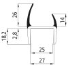 PASTORE & LOMBARDI PVC Hart-Weich Profil, grau, 25 mm, L 2700 mm - 072027358