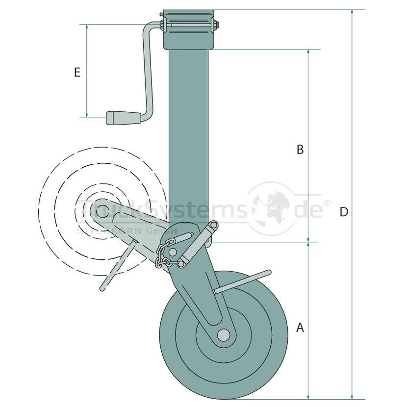 SIMOL Stützrad Rohr Durchmesser 90mm Hub 300mm  - DM432 - 4250808763423