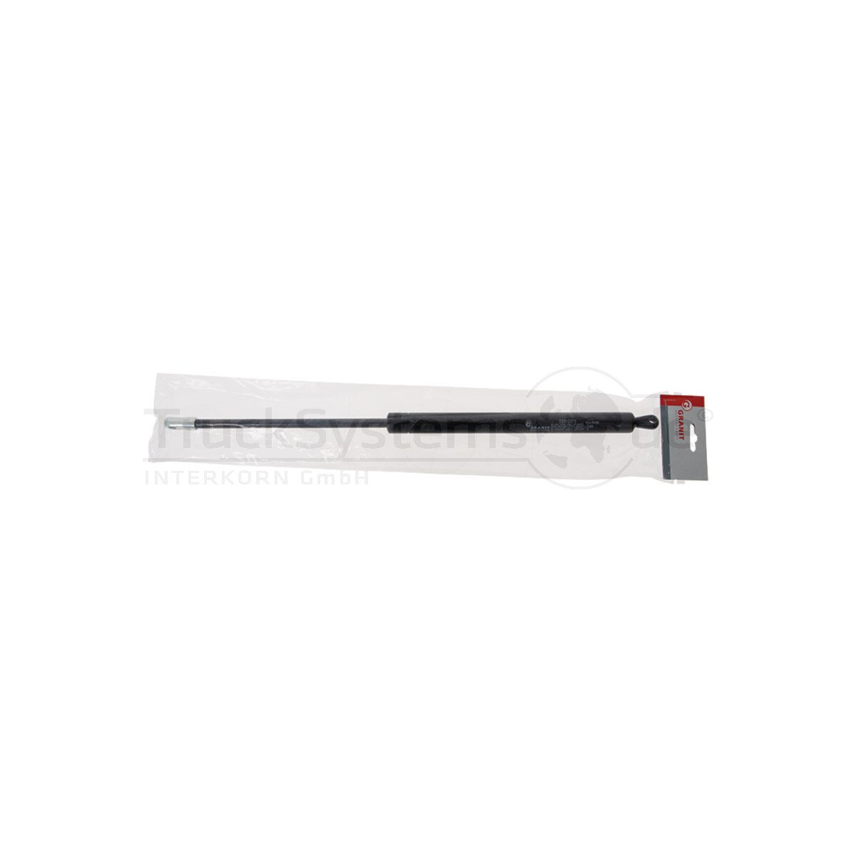Trupa Gasdruckfeder 8/18 – 700N (70kg), Hub 200mm, Länge 500mm, Öse Ø8,1mm, Schwarz