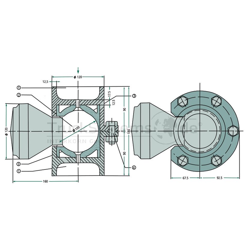 LEISINGER Gehäuse für Kugelkippdrehlager 100mm  - 10618