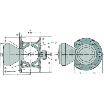 LEISINGER Gehäusesatz 80mm Kugel  - 10620