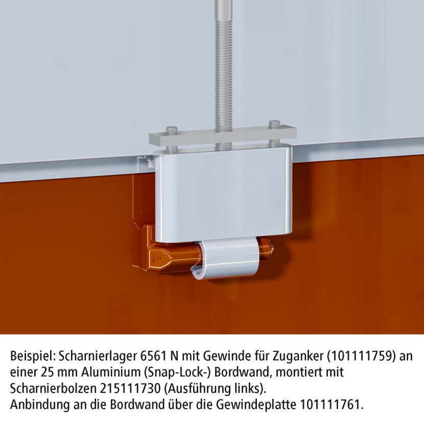 HESTERBERG Scharnierlager 6561?N, mit Gewinde M12 für Zuganker, Stahl verz. - 651043000