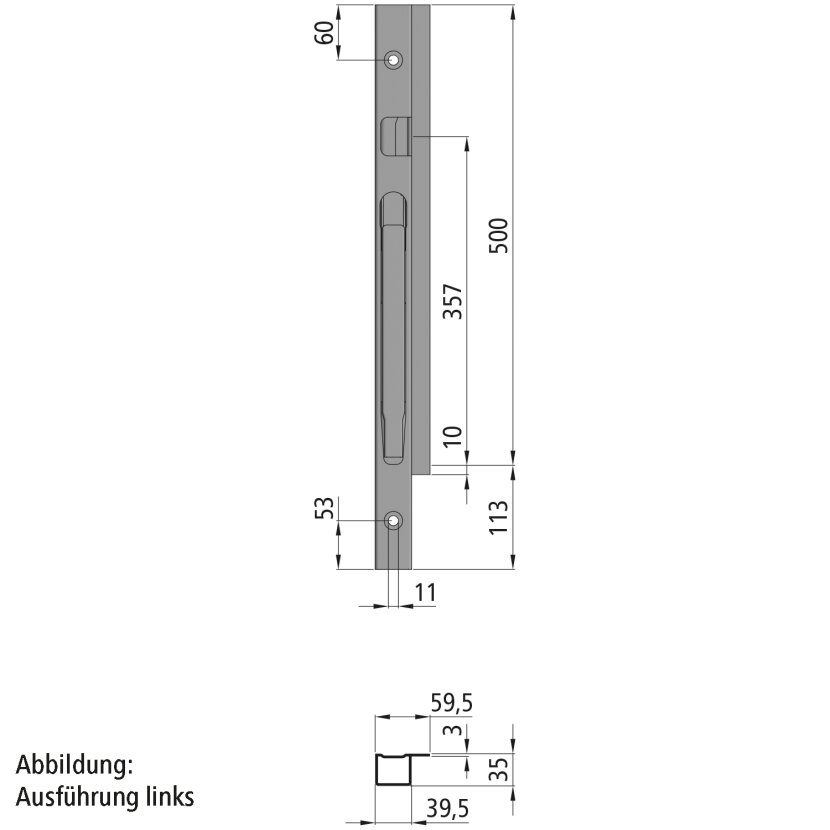KINNEGRIP K20 Eckrunge vorne, rechts, microZINQ5, 500 mm, Schraubversion - 205403-B 205403B