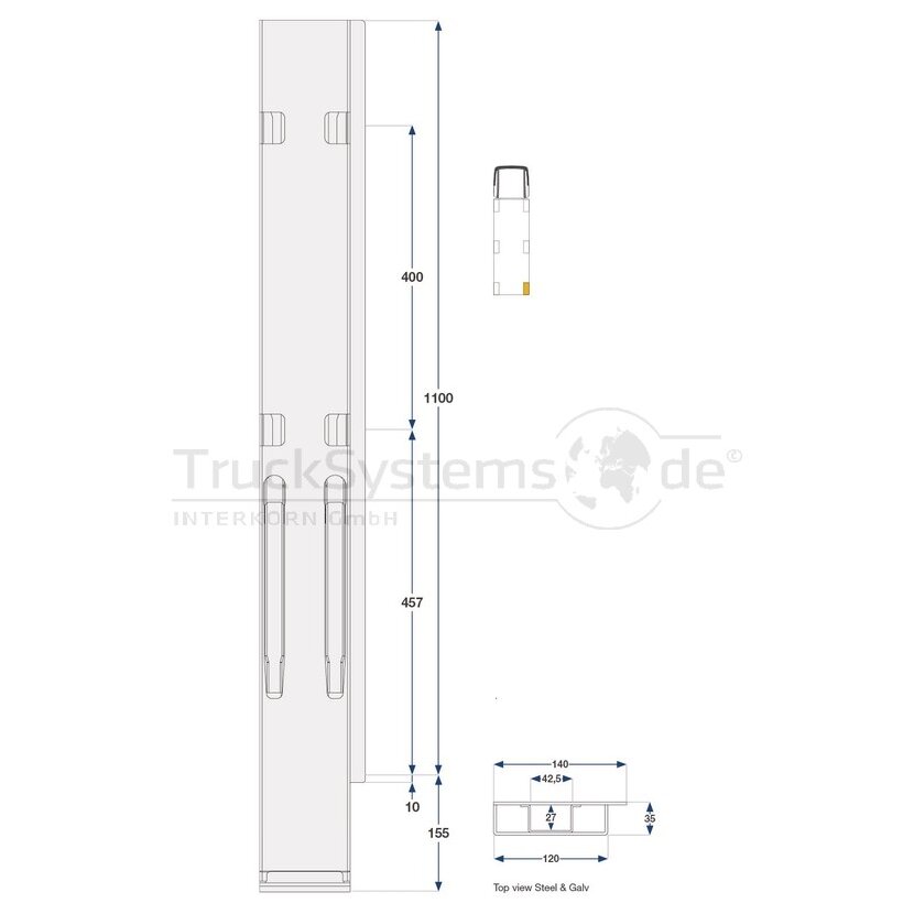 KINNEGRIP K20 Eckrunge hinten,rechts,microZINQ 5, 1000mm,m.Verschluss,DV - 210003