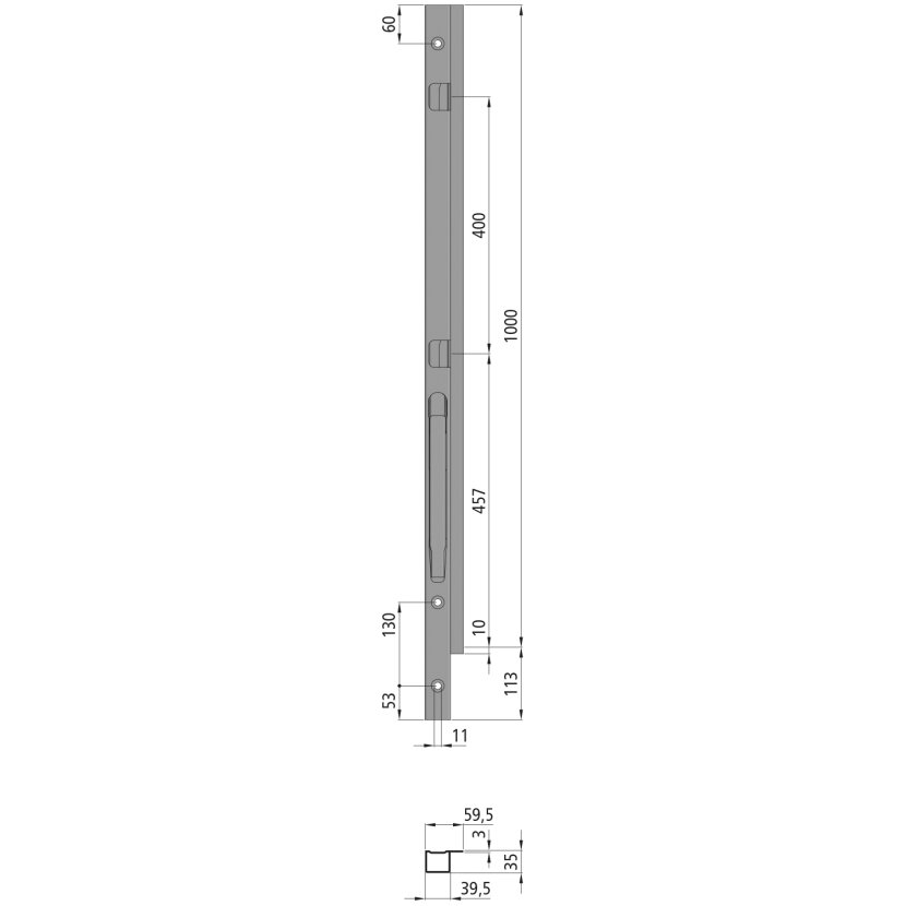 KINNEGRIP K20 Eckrunge vorne, links, microZINQ5, 1000 mm, Schraubversion - 210303-B 210303B
