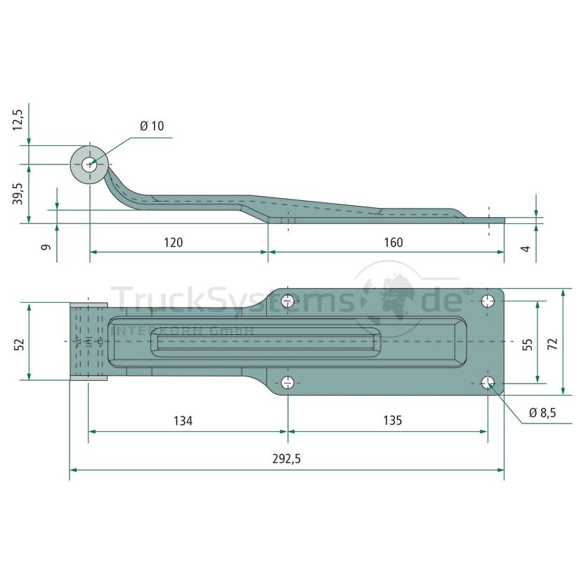 PASTORE & LOMBARDI Scharnierblatt, rostfrei, L 292,5 mm, B 52/72 mm, H 39,5 mm - 070116966A