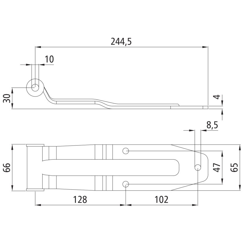 PASTORE & LOMBARDI Scharnierblatt,rostfrei,Länge 256 mm,Breite 66/65 mm,Höhe 30 mm - 070115766