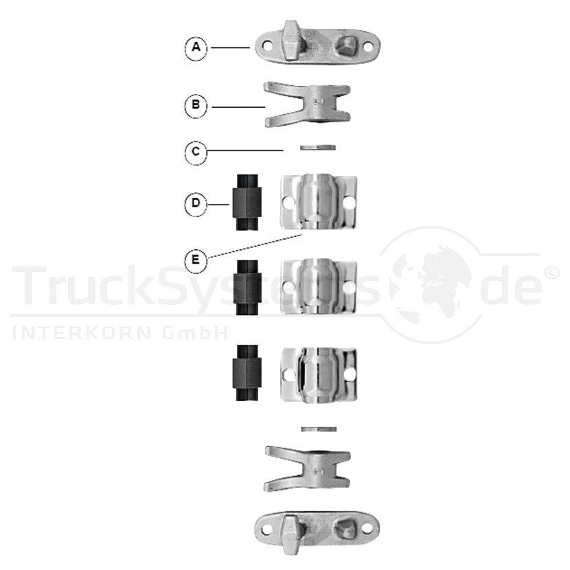 PASTORE & LOMBARDI Außenverschluss-Set Durchmesser 16 mm Drehstangenverschluss, verzinkt - 071322164A
