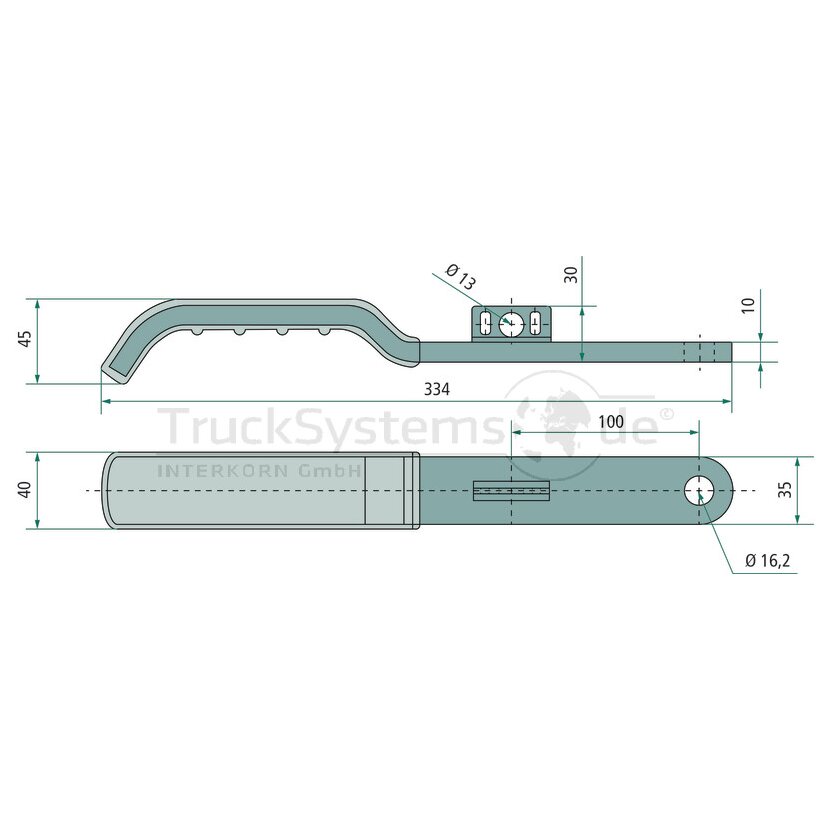 PASTORE & LOMBARDI Handhebel flach, rostfrei, 334 mm lang, für Durchmesser 22/27 mm - 071922018A