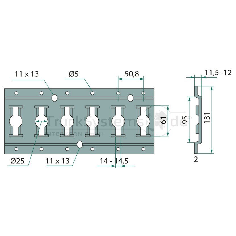 Kombi Schiene 3048mm 25mm Lochmass - F14010