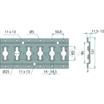 Kombi Schiene 3048mm 25mm Lochmass - F14010