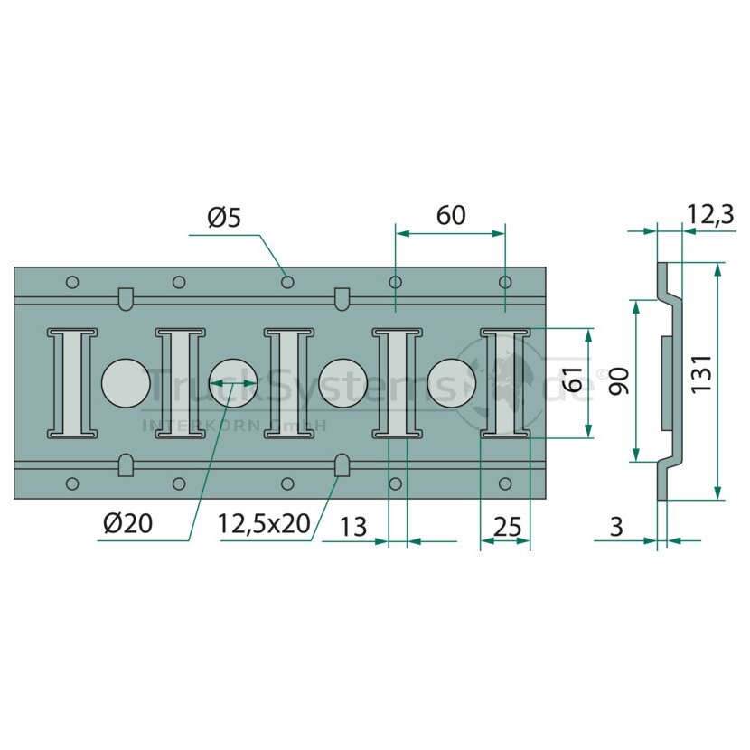Kombi- Schiene 3000mm Alu 20mm  - 213008302020 - 4250224208331
