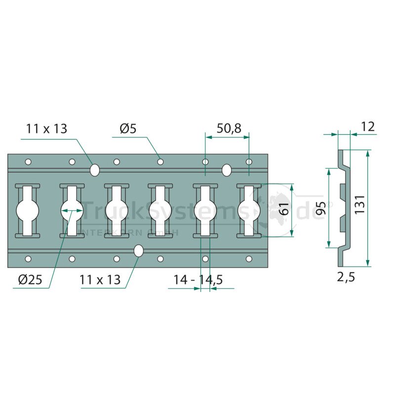 Kombi- Schiene 3000mm Edelstahl  - 213009250030 - 4250224288999