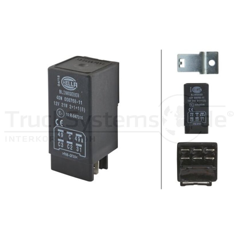 HELLA Blinkgeber 12V 2+1+1 x 21 Watt 6-polig - 4DN 008 768-117 - 4DN008768117