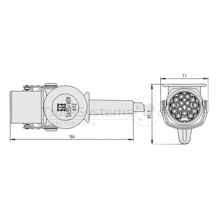 ERICH JAEGER Stecker 15-polig 24V ISO12098 ADR/GGVSE  - 241023