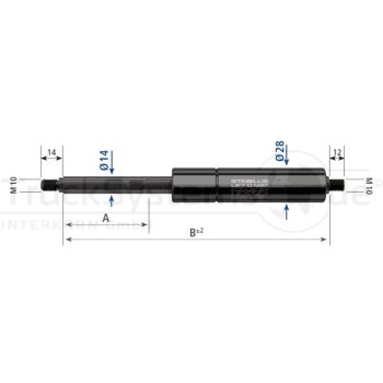 STABILUS GF-Dämpfer 14/28 2KN-Lg 580mm-H245mm  - 652251