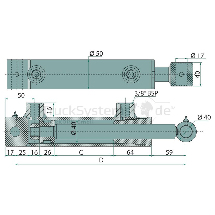 CHAPEL Zylinder doppeltwirkend 25 x 40 300HUB  - 701.3 - 7013
