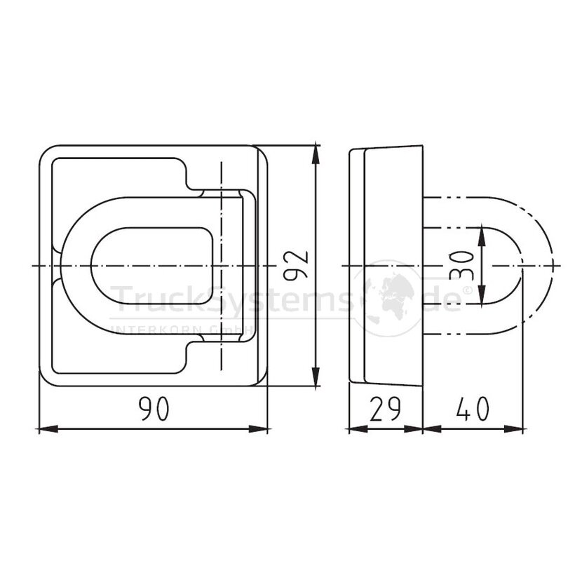 allsafe Zurrmulde Stahl roh 2500daN 95x90mm - 71102