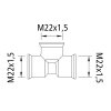 Kongsberg T-Stück 3 x M22 x 1,5 - 6237868