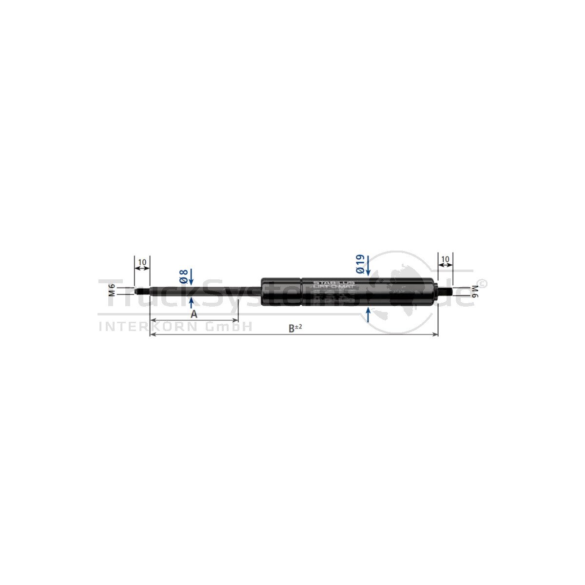 STABILUS GF-Dämpfer 8/19 500N-Lg 260mm-H 93mm - 852056, 27,71 €