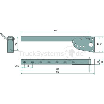Seitenanfahrschutz Halter 710mm  - 3982/M/E1/0670 -  -...