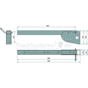 Seitenanfahrschutz Halter 430mm  - 3982/M/E1/0400 -  -...