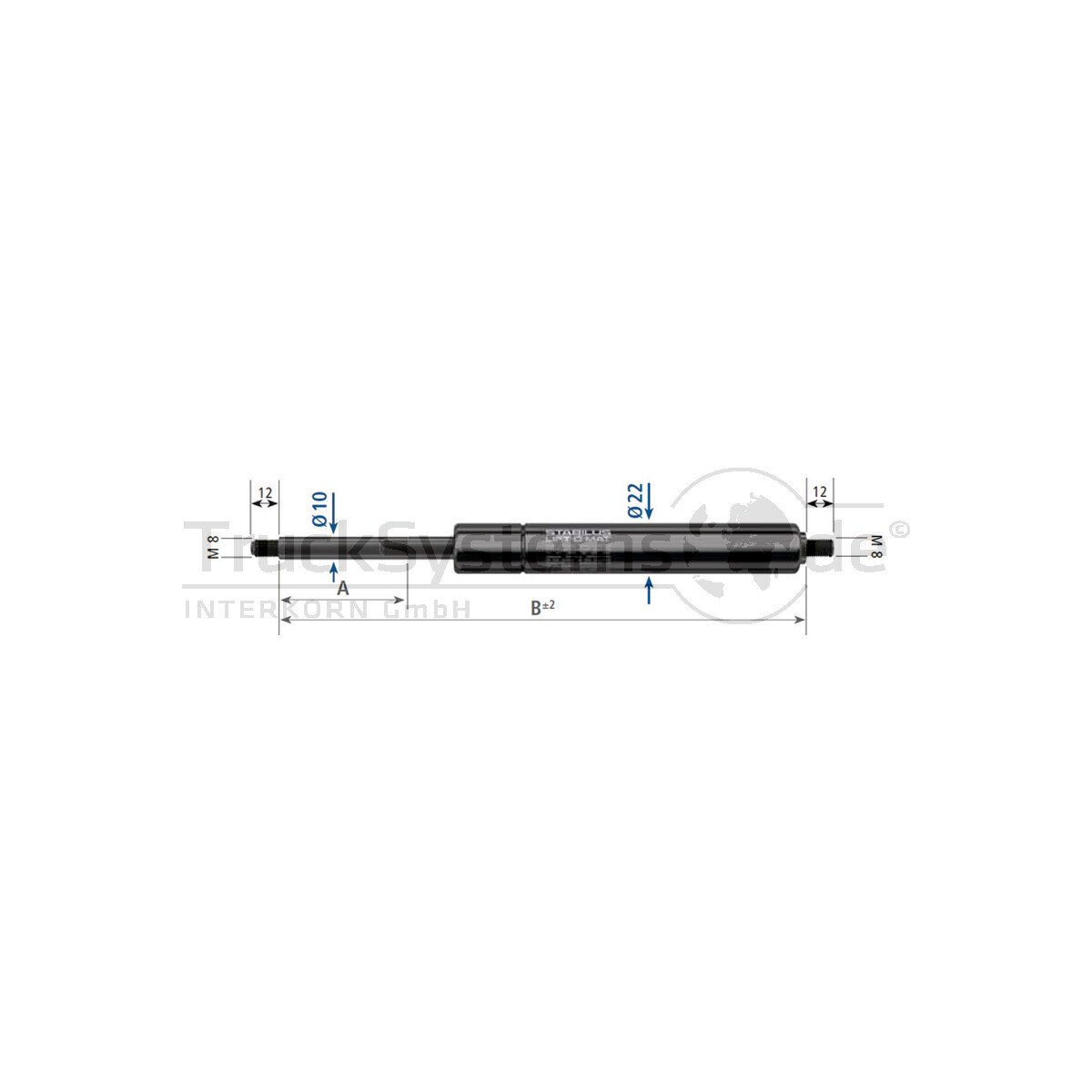 STABILUS GF-Dämpfer 10/22 900N-Lg 620mm-H 275mm - 918737, 36,04 € 