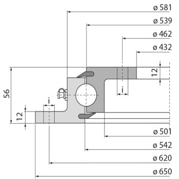 SUER Kugellenkkranz KDL 900-2W, ungebohrt, 80 kN, 650 mm...