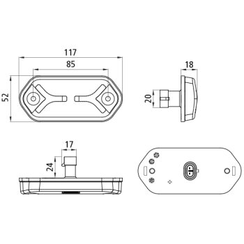 SUER Flatpoint IV LED, 12/24 V, weiß, 7-poligig...