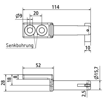 SUER Scharnierbolzen 25/30, mit Fallnase/Zunge, Stahl...
