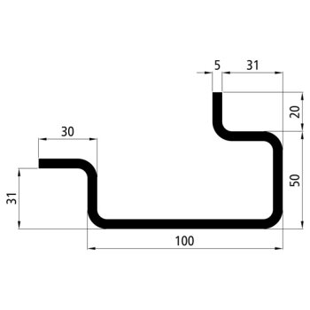 SUER Eckrungenprofil 100/50x31/31x5 mm 5000 mm ges. +...