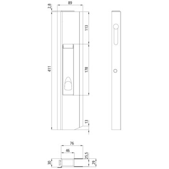 SUER Langwegverschluss SC411SL, links, mit Anschlag, 411...