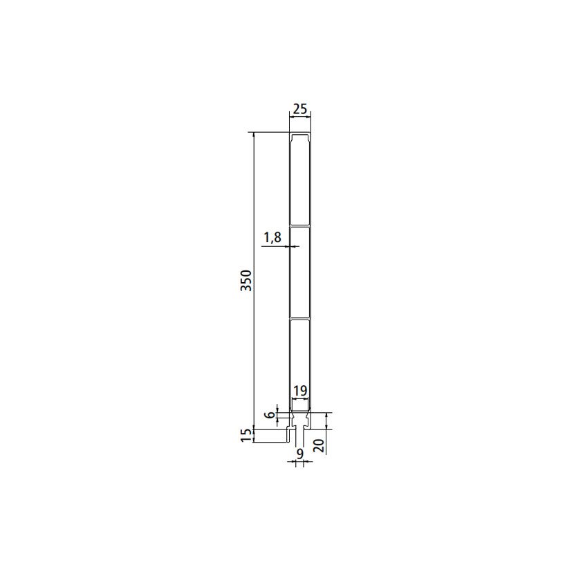 SUER Alu 25er einteilig, 350er Bordwand mit Fahne, pressblank - 535621395