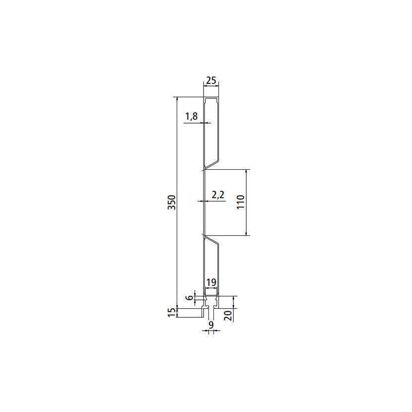 SUER Alu 25er einteilig 350er Bordwand mit Planenmulde, pressblank - 535621399