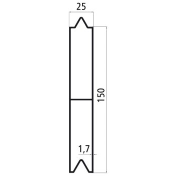 SUER Alu 25er Aufstecklatte, 150mm, mit Mittelsteg,...