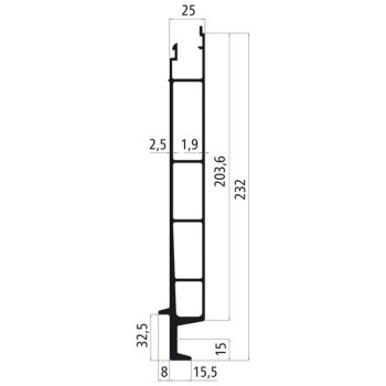 SUER Alu 25er SL 232er Unterteil , Epoxidgrund.,...