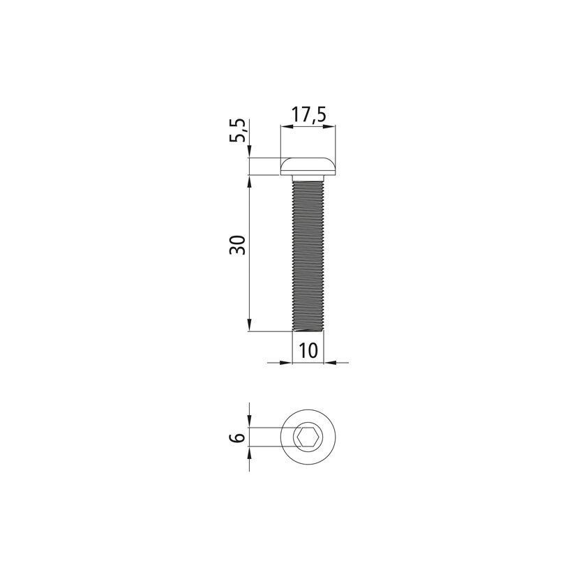 SUER Linsenschraube, M 10x30, Edelstahl A2-070, ISO 7380 - 605647701